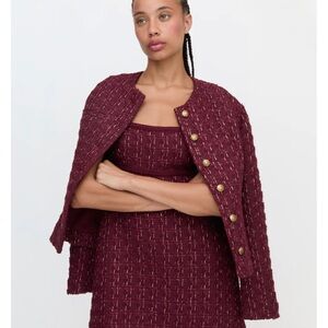 Hill House Home Bennett Tweed Dress in Burgundy/Maroon NWT
